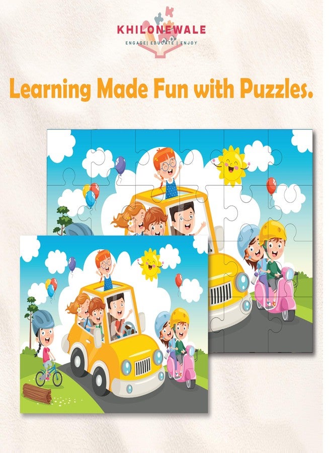 Khilonewale Combo of Wooden Transport & World Map Jigsaw Puzzles - 24-Piece Educational Vehicle & Geography Puzzle Toy for Kids, Toddlers & Preschoolers - Image 4